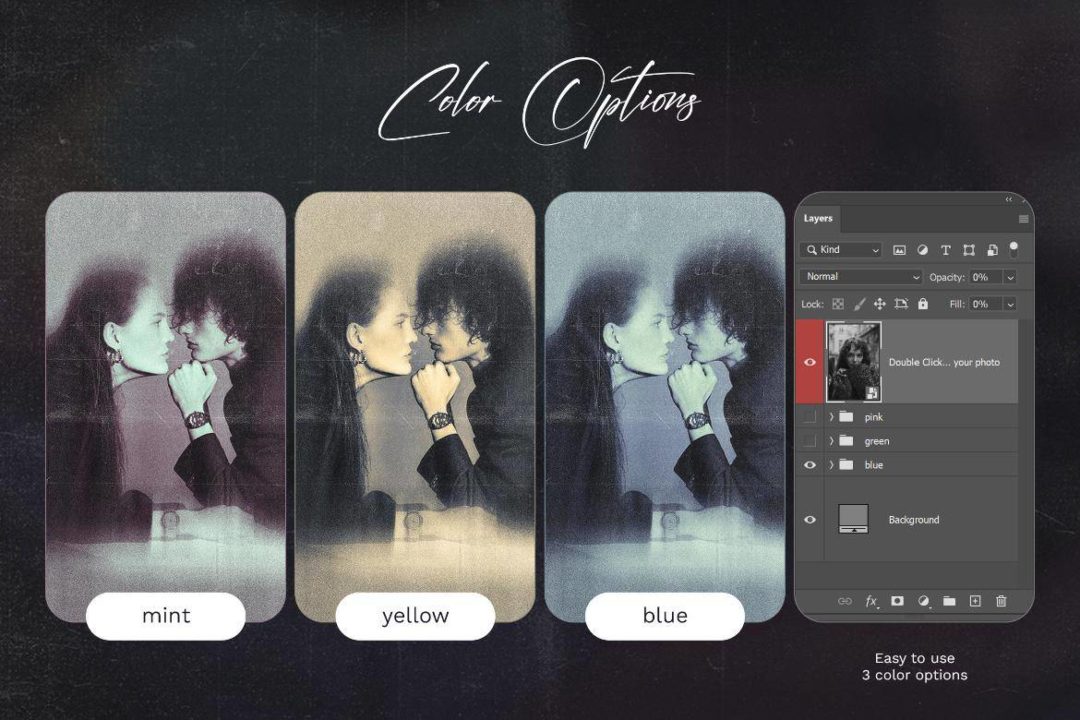 怀旧做旧划痕颗粒模糊效果照片人像修图PS特效滤镜插件样机模板素材 Grain Blur Photo Effect 插件预设 sucaiwan.com