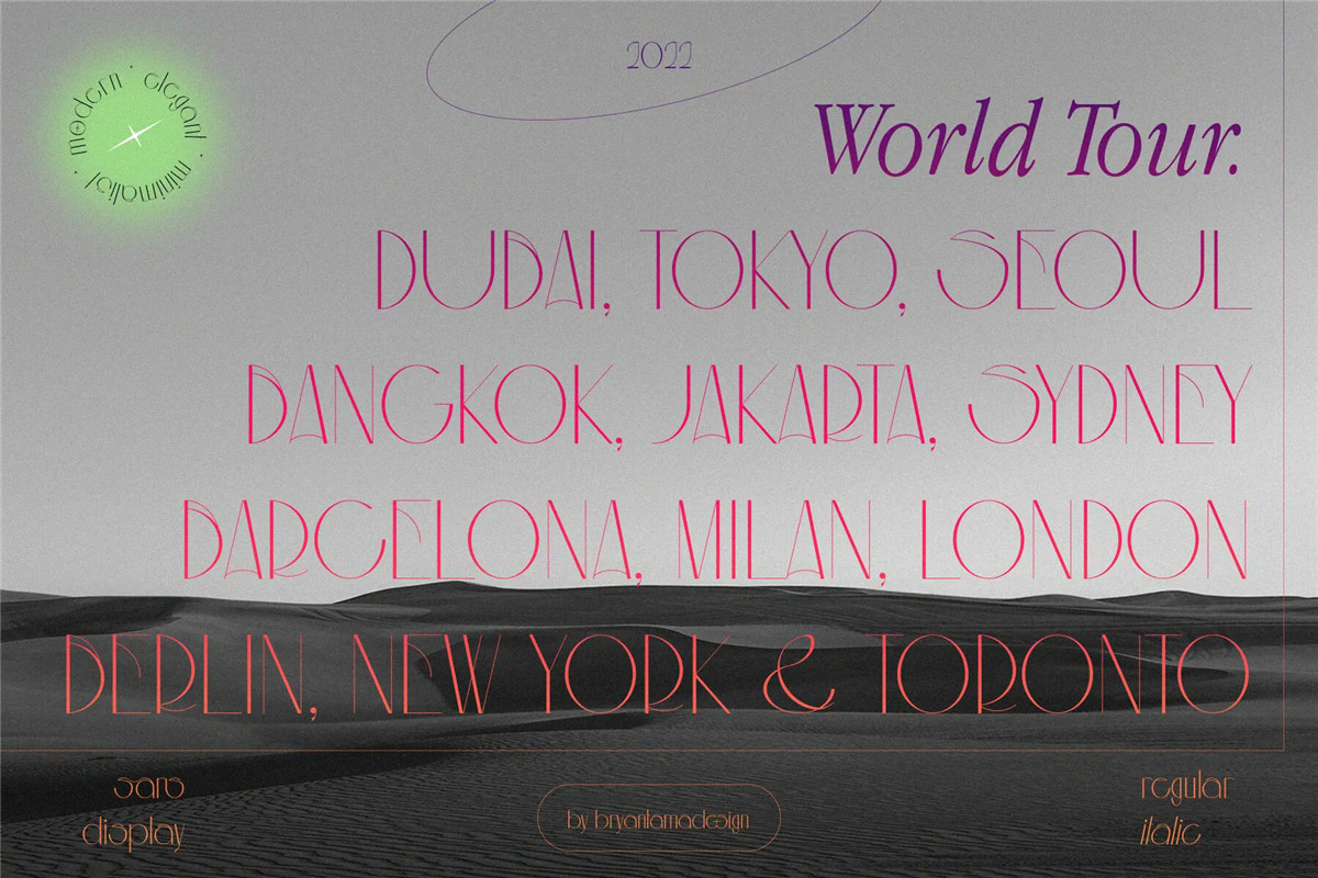 英文字体：现代艺术几何纤细极简酸性品牌VI海报标题logo徽标衬线英文字体 Aouar – Minimalist Font , sucaiwan.com