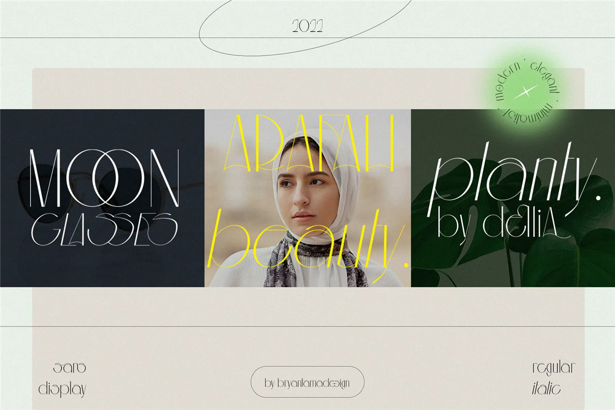 英文字体：现代艺术几何纤细极简酸性品牌VI海报标题logo徽标衬线英文字体 Aouar – Minimalist Font , sucaiwan.com