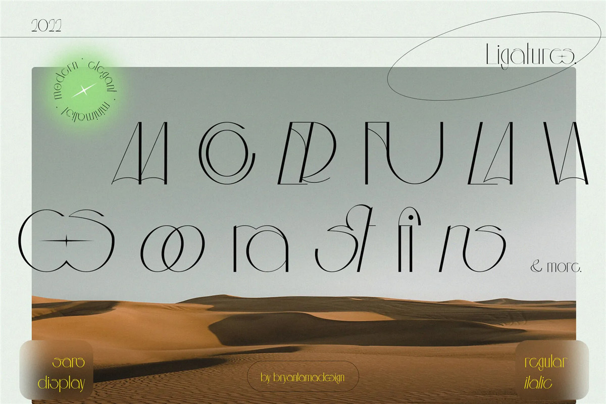 英文字体：现代艺术几何纤细极简酸性品牌VI海报标题logo徽标衬线英文字体 Aouar – Minimalist Font , sucaiwan.com