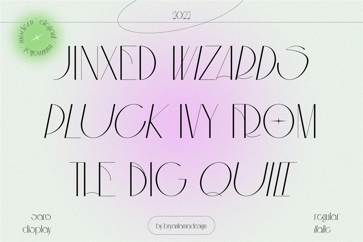 英文字体：现代艺术几何纤细极简酸性品牌VI海报标题logo徽标衬线英文字体 Aouar – Minimalist Font , sucaiwan.com