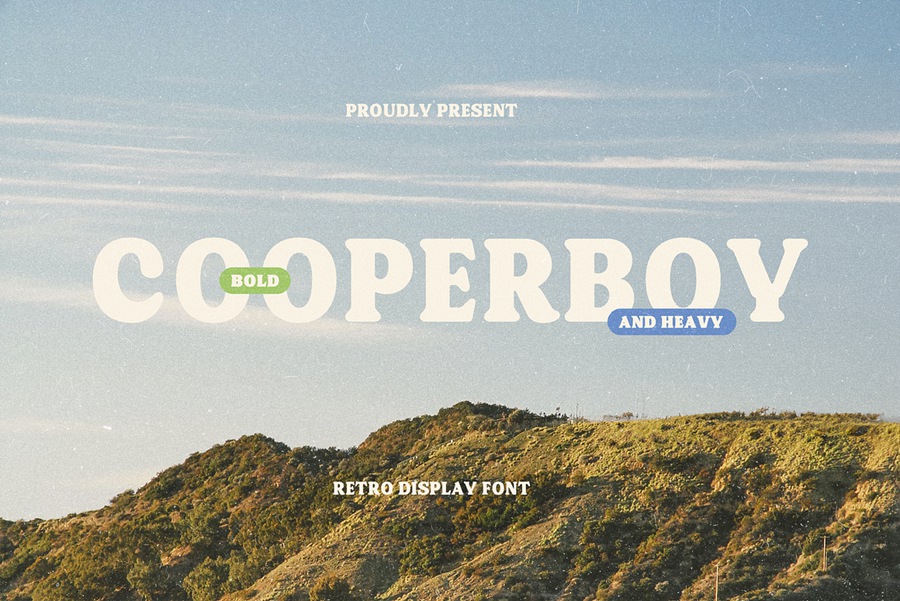 70年代复古怀旧胖乎乎品牌广告海报杂志标题LOOG设计PSAI英文字体安装包 Cooperboy – Retro Display Font 设计素材 第1张-素材湾丨精选海外优质设计素材资源 70年代复古怀旧胖乎乎品牌广告海报杂志标题LOOG设计PSAI英文字体安装包 Cooperboy – Retro Display Font 设计素材 sucaiwan.com