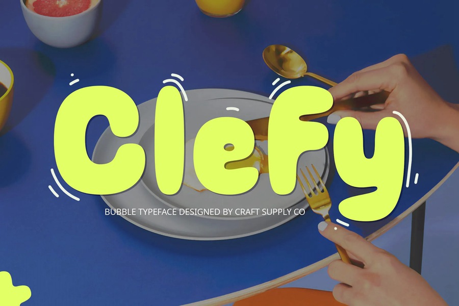 英文字体：复古Y2K趣味圆润迷幻泡泡海报标题排版logo装饰字体 Clefy – Bubble Font , sucaiwan.com