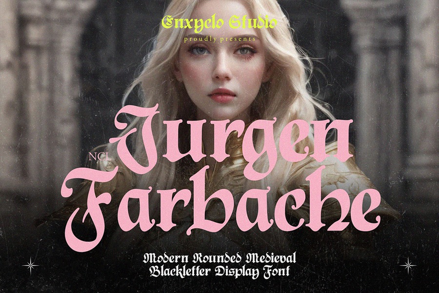 复古欧风中世纪圆形骑士电影标题服装设计装饰黑体英文字体安装包下载 NCL Jurgen Farbache 设计素材 sucaiwan.com