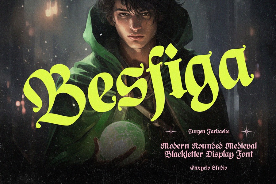 复古欧风中世纪圆形骑士电影标题服装设计装饰黑体英文字体安装包下载 NCL Jurgen Farbache 设计素材 sucaiwan.com