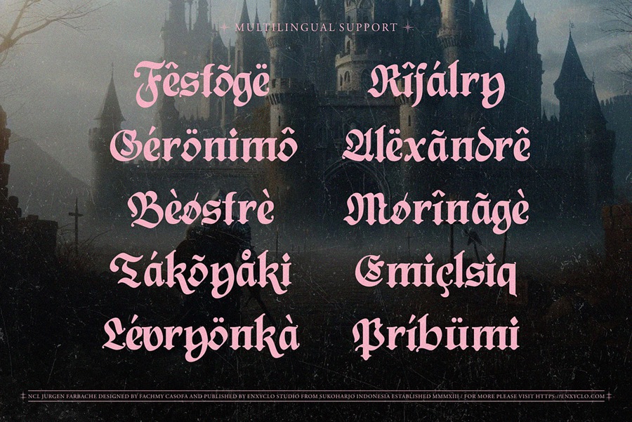 复古欧风中世纪圆形骑士电影标题服装设计装饰黑体英文字体安装包下载 NCL Jurgen Farbache 设计素材 sucaiwan.com