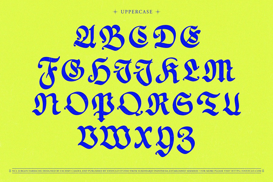 复古欧风中世纪圆形骑士电影标题服装设计装饰黑体英文字体安装包下载 NCL Jurgen Farbache 设计素材 sucaiwan.com