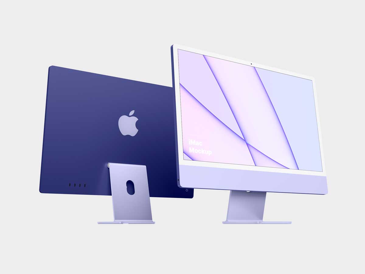 15款简约苹果iMac 24英寸一体机电脑屏幕演示效果图PS贴图样机模板 iMac 24-inch Mockups 样机素材 sucaiwan.com