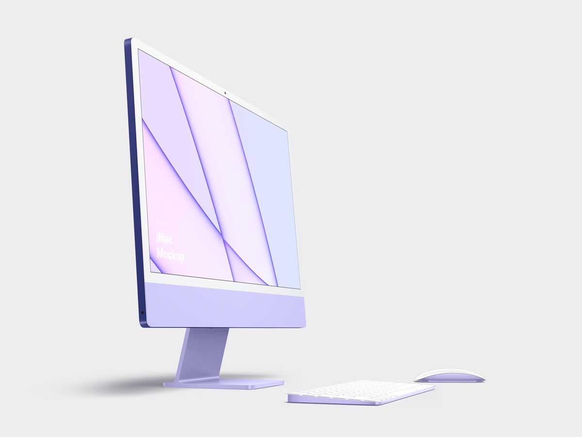 15款简约苹果iMac 24英寸一体机电脑屏幕演示效果图PS贴图样机模板 iMac 24-inch Mockups 样机素材 sucaiwan.com