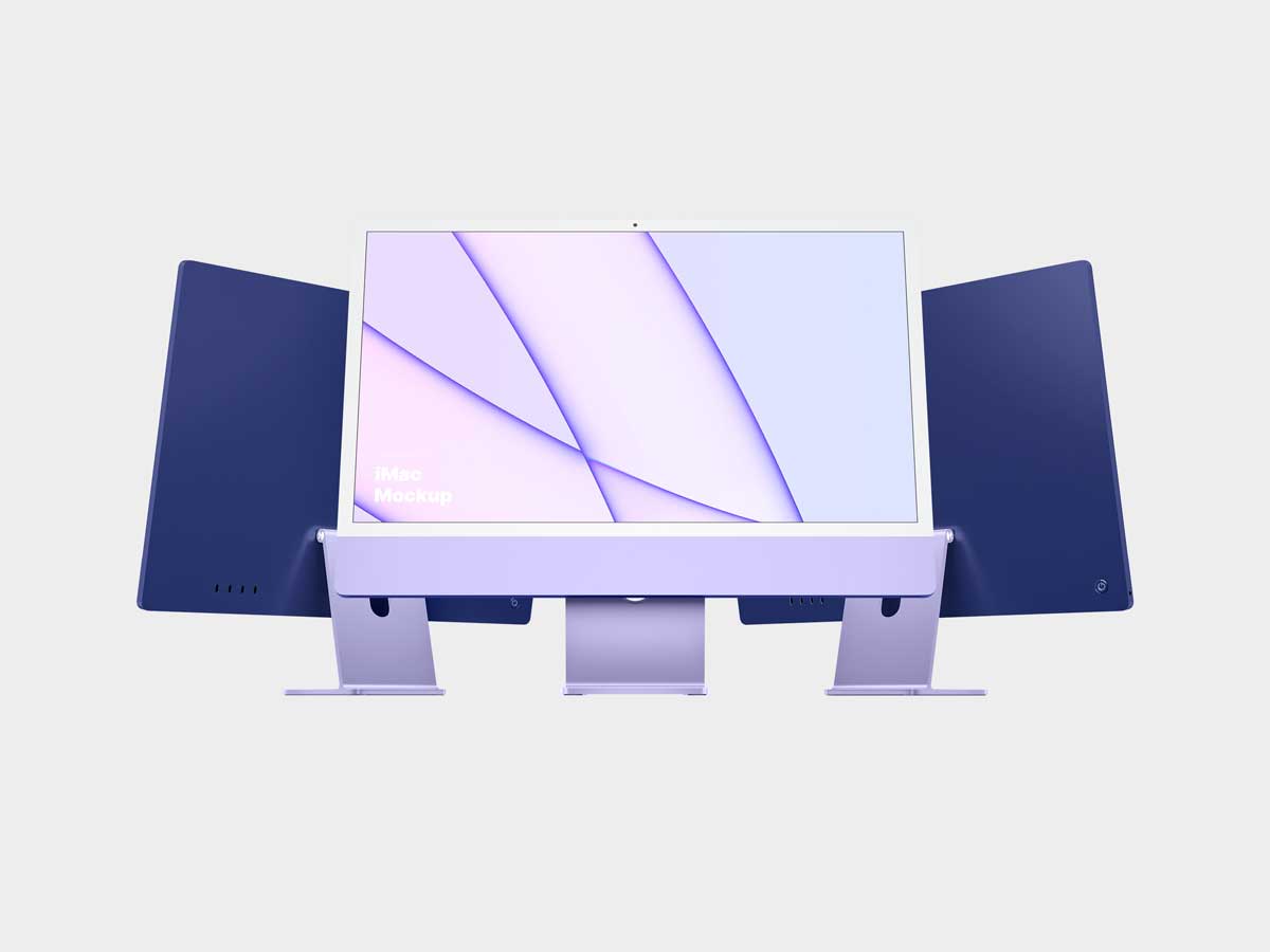 15款简约苹果iMac 24英寸一体机电脑屏幕演示效果图PS贴图样机模板 iMac 24-inch Mockups 样机素材 sucaiwan.com