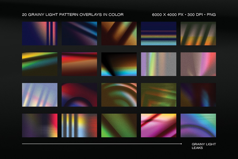 20款6K高清虹彩漏光颗粒条纹纹理PNG格式叠加背景图片设计素材 Grainy Light Leak Overlays 图片素材 第2张-素材湾丨精选海外优质设计素材资源 20款6K高清虹彩漏光颗粒条纹纹理PNG格式叠加背景图片设计素材 Grainy Light Leak Overlays 图片素材 sucaiwan.com