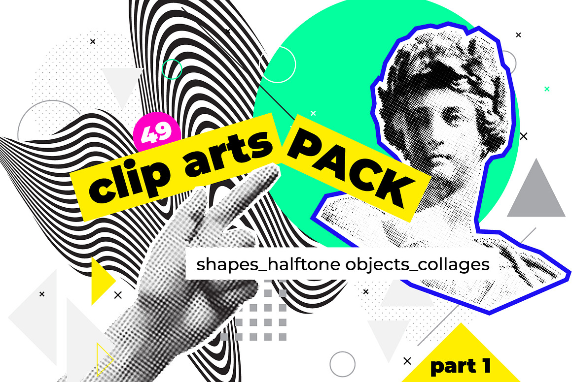 复古潮流波普风低保真像素复古雕塑元素矢量插画素材合集 Clip art PACK. Part 1 图片素材 sucaiwan.com