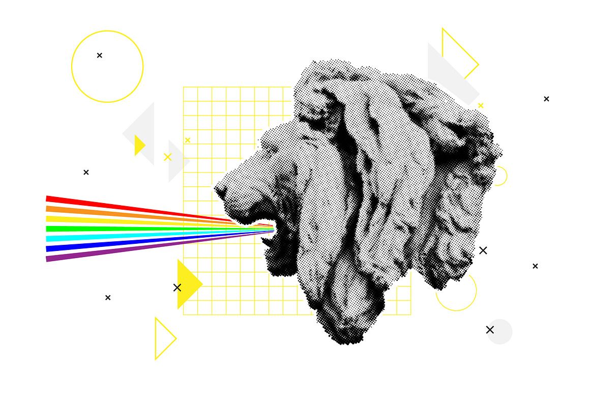 复古潮流波普风低保真像素复古雕塑元素矢量插画素材合集 Clip art PACK. Part 1 图片素材 sucaiwan.com