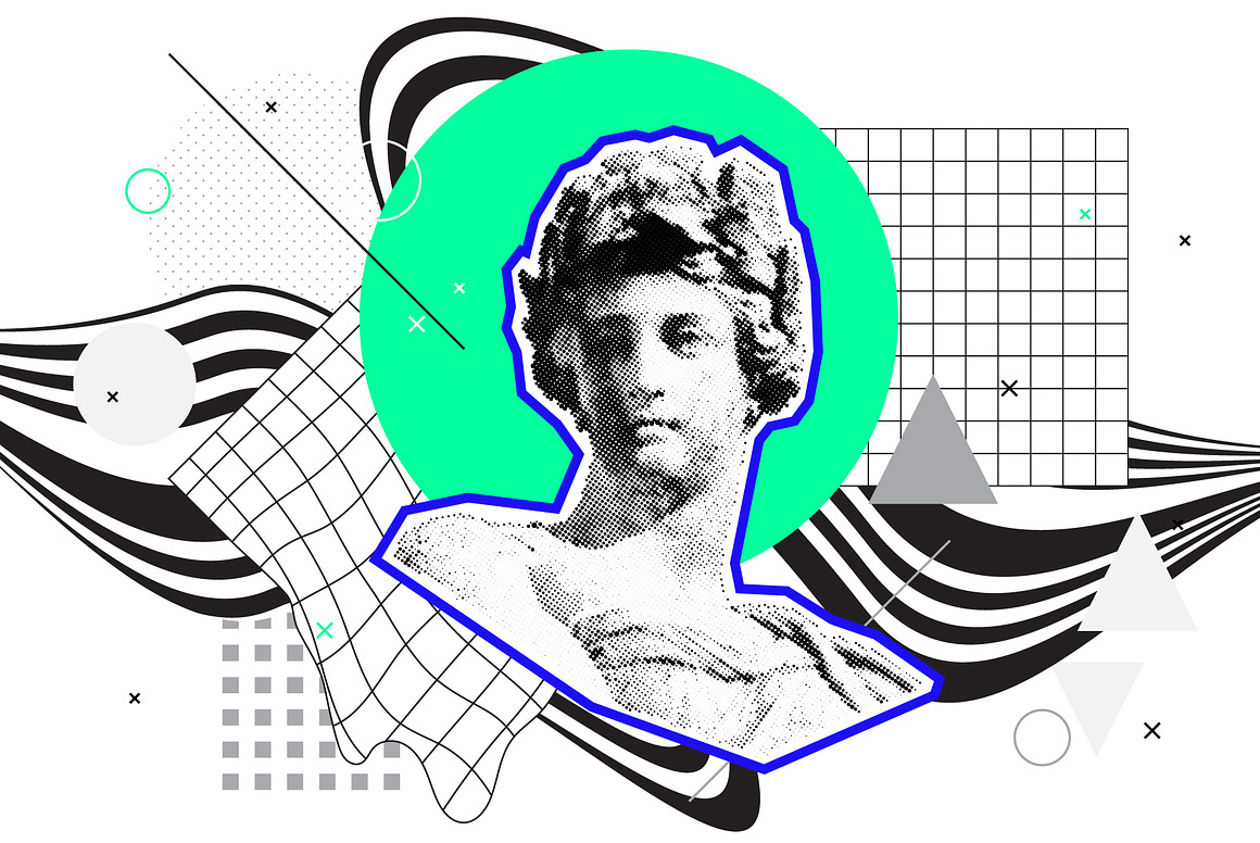 复古潮流波普风低保真像素复古雕塑元素矢量插画素材合集 Clip art PACK. Part 1 图片素材 sucaiwan.com