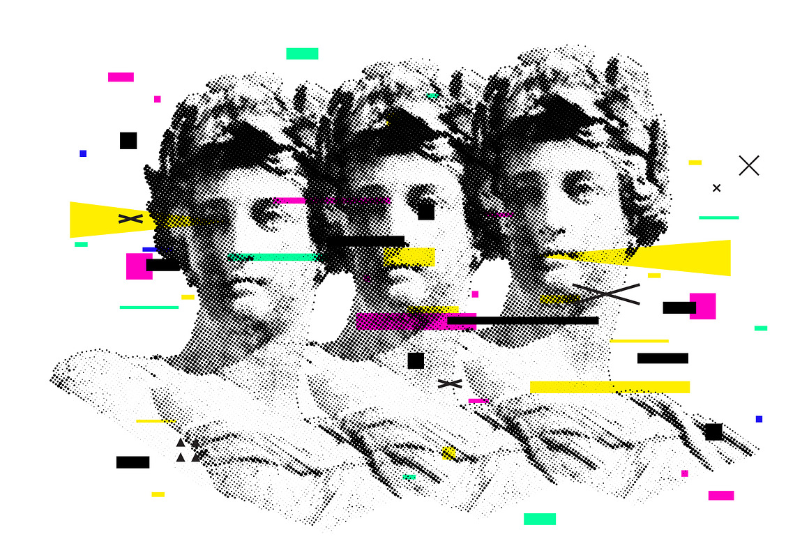 复古潮流波普风低保真像素复古雕塑元素矢量插画素材合集 Clip art PACK. Part 1 图片素材 sucaiwan.com