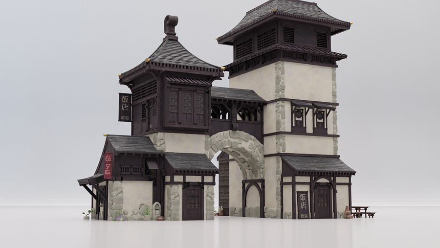 340组复古中世纪亚洲中式日式古代建筑3D模型资产预设 Absorb3D – Medieval Asia 插件预设 sucaiwan.com
