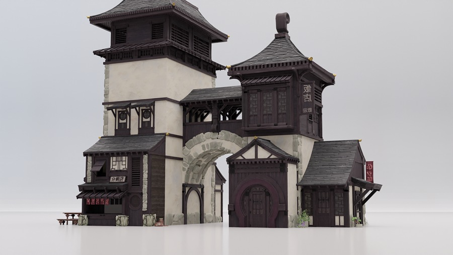 340组复古中世纪亚洲中式日式古代建筑3D模型资产预设 Absorb3D – Medieval Asia 插件预设 sucaiwan.com