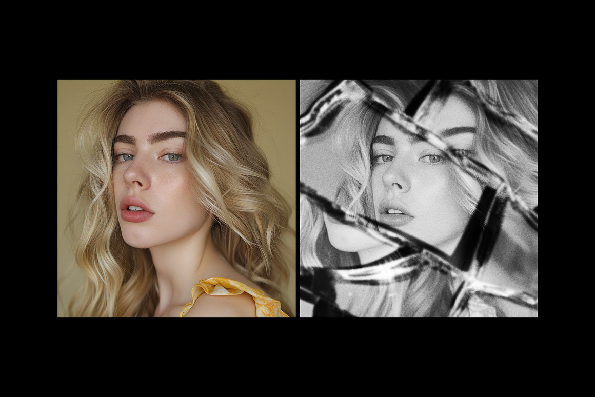 潮流扭曲故障失真玻璃破碎照片效果PS特效滤镜插件样机模板设计素材 Broken Mirror Photo Effect 插件预设 sucaiwan.com