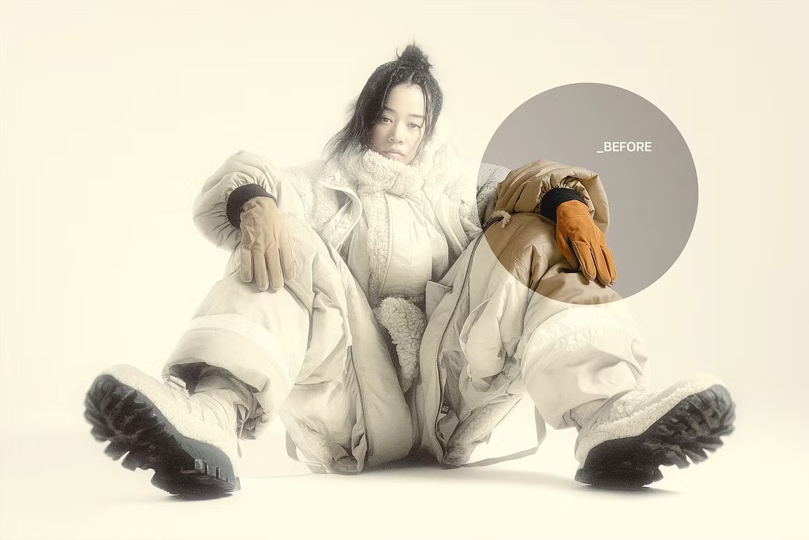 时尚复古发光暖色调照片效果PS修图特效滤镜样机模板 Trendy Glow Photo Effect 插件预设 sucaiwan.com