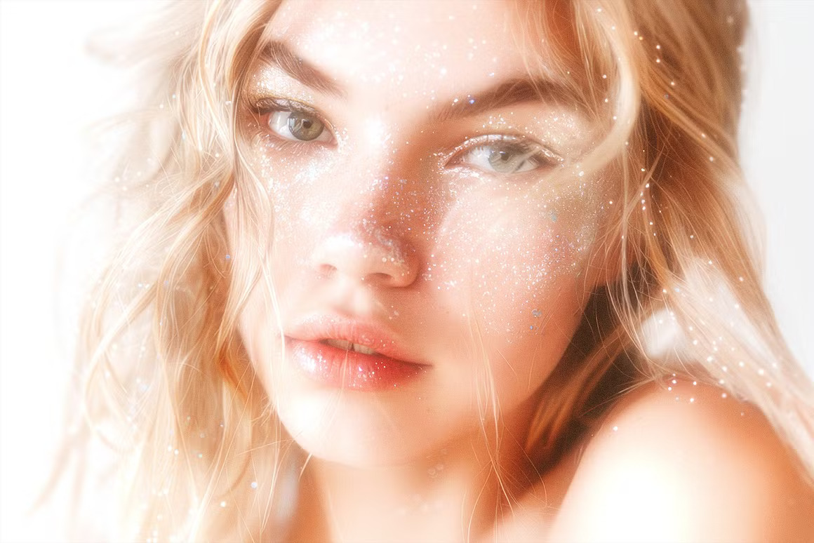 时尚复古发光暖色调照片效果PS修图特效滤镜样机模板 Trendy Glow Photo Effect 插件预设 sucaiwan.com