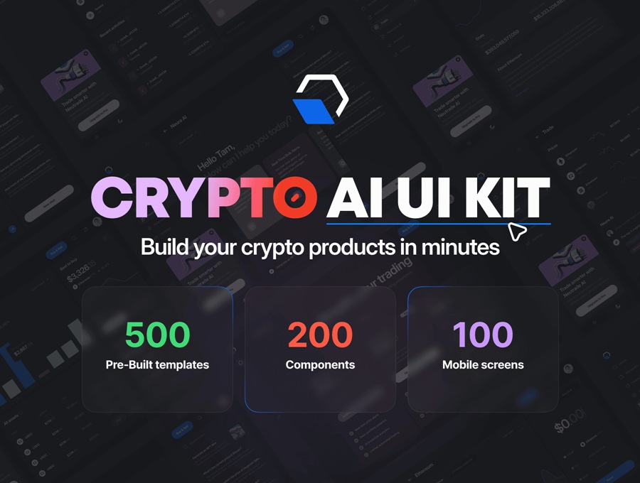 500+现代极简双色加密货币金融代币AI人工智能网站页面APP应用程序仪表盘UI设计套件Neutrade – Crypto AI UI Kit APP UI sucaiwan.com