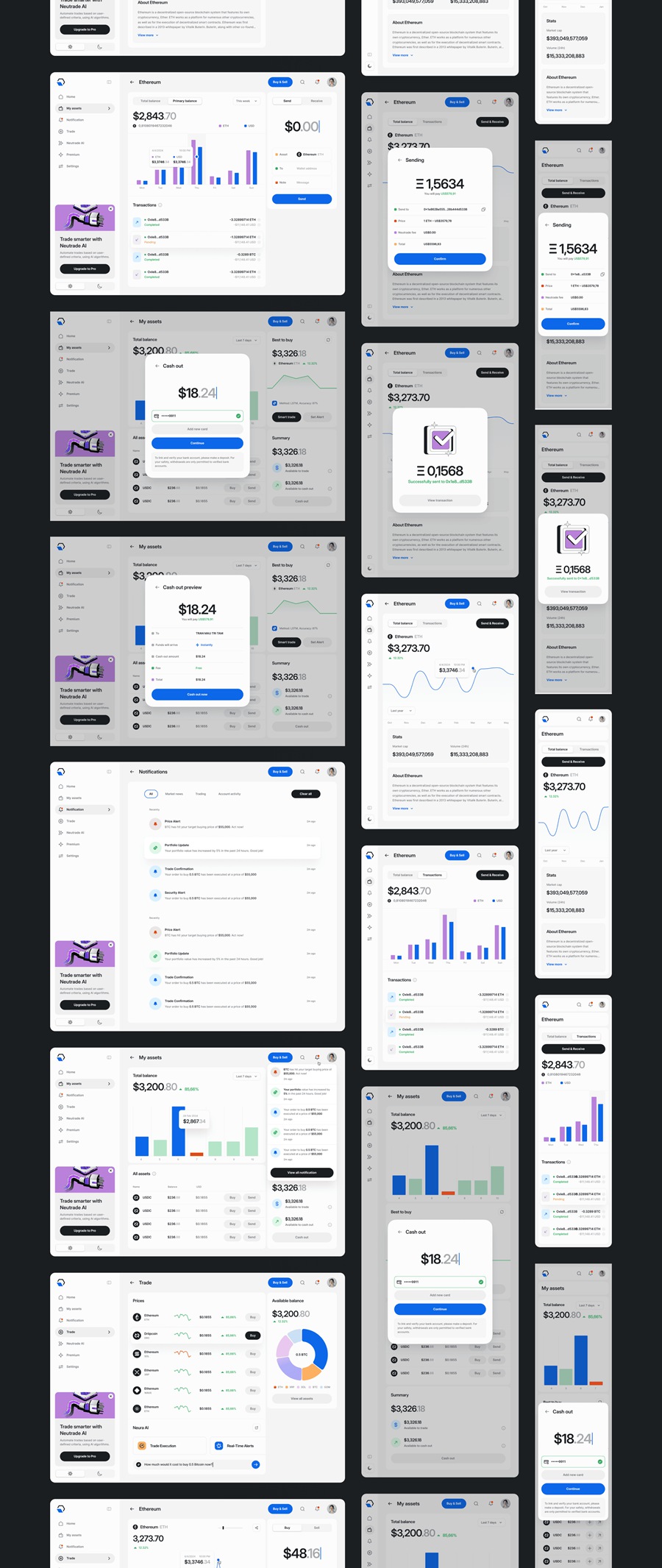 500+现代极简双色加密货币金融代币AI人工智能网站页面APP应用程序仪表盘UI设计套件Neutrade – Crypto AI UI Kit APP UI sucaiwan.com