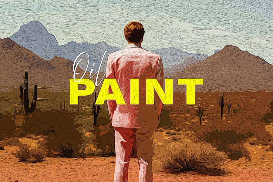 逼真水彩丙烯酸水粉油画效果照片图片PS特效样机模板设计素材 Oil Paint Photo Effect 插件预设 sucaiwan.com