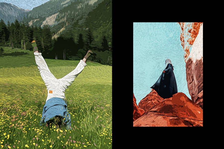 逼真水彩丙烯酸水粉油画效果照片图片PS特效样机模板设计素材 Oil Paint Photo Effect 插件预设 sucaiwan.com