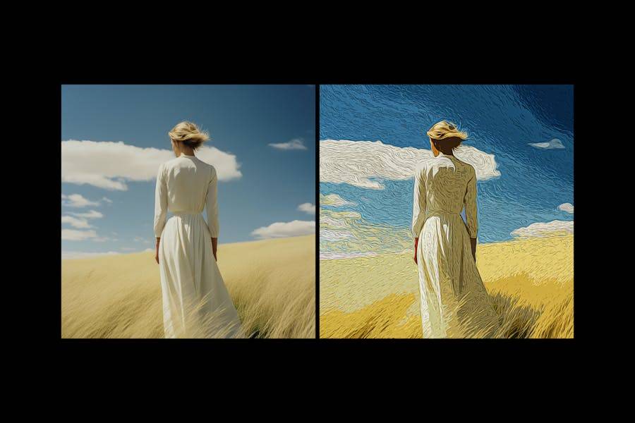 逼真水彩丙烯酸水粉油画效果照片图片PS特效样机模板设计素材 Oil Paint Photo Effect 插件预设 sucaiwan.com