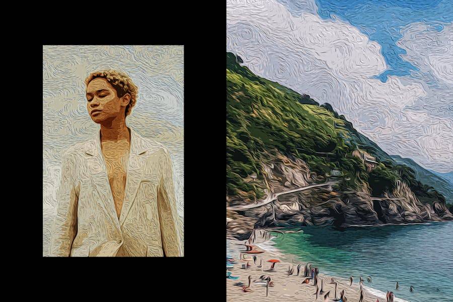 逼真水彩丙烯酸水粉油画效果照片图片PS特效样机模板设计素材 Oil Paint Photo Effect 插件预设 sucaiwan.com