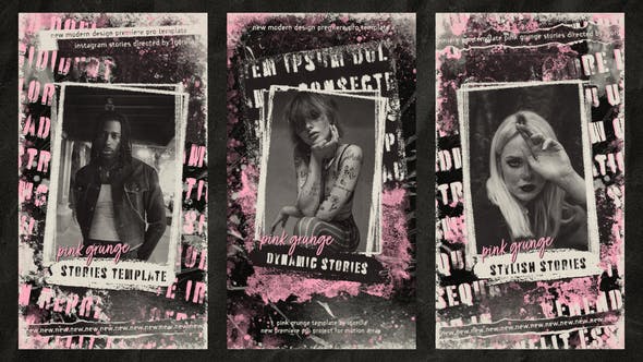 AE模板 潮流说唱摇滚垂直竖版品牌宣传片照片海报动画特效 Pink Grunge Stories 影视音频 第1张-素材湾丨精选海外优质设计素材资源 AE模板 潮流说唱摇滚垂直竖版品牌宣传片照片海报动画特效 Pink Grunge Stories 影视音频 sucaiwan.com