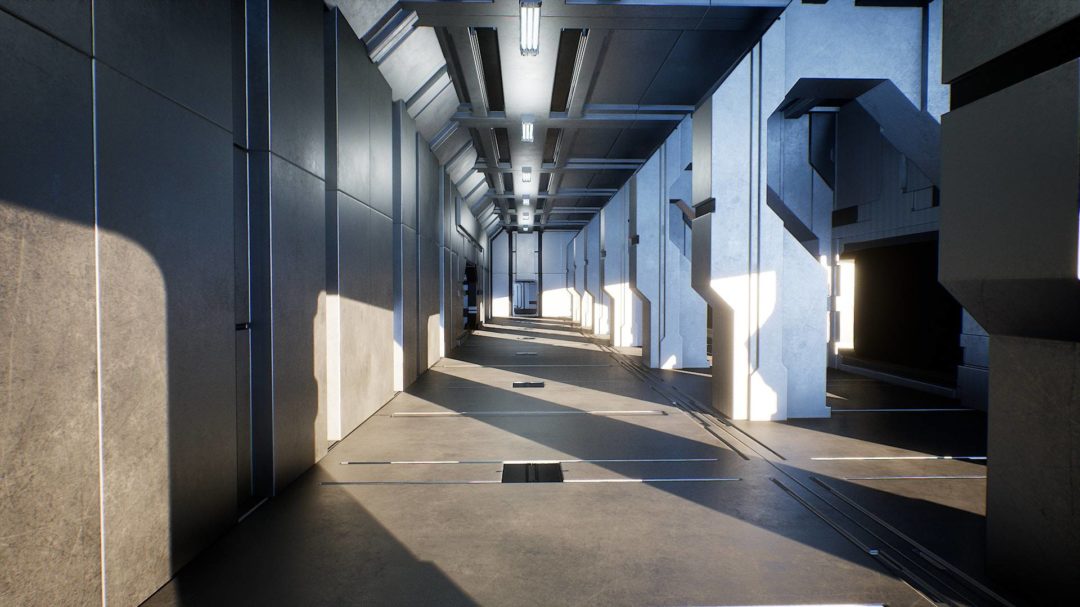 UE素材 未来科幻赛博朋克飞船走廊房间大厅场景3D模型 Unreal Engine – Sci-Fi Interior Pack 样机素材 sucaiwan.com