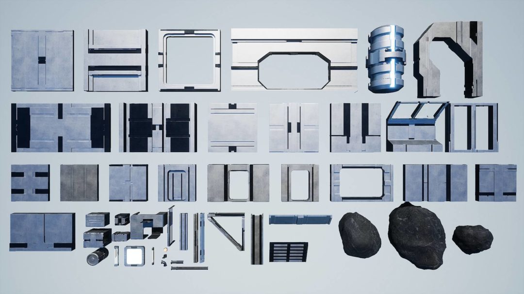 UE素材 未来科幻赛博朋克飞船走廊房间大厅场景3D模型 Unreal Engine – Sci-Fi Interior Pack 样机素材 sucaiwan.com