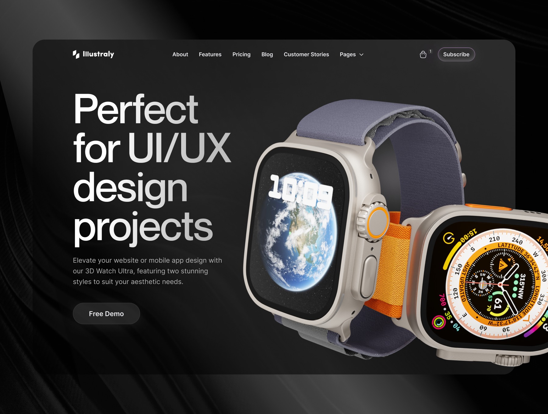逼真苹果手表Watch Ultra屏幕演示效果图PS贴图样机模板设计素材 Apple Watch Ultra Mockup 样机素材 sucaiwan.com