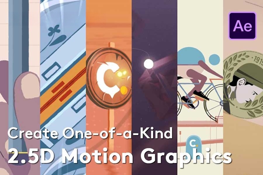 创意图形初高级Motion Graphic MG动画AE教程 中文字幕 Create One-of-a-Kind 2.5D Motion Graphics with After Effects 设计教程 sucaiwan.com