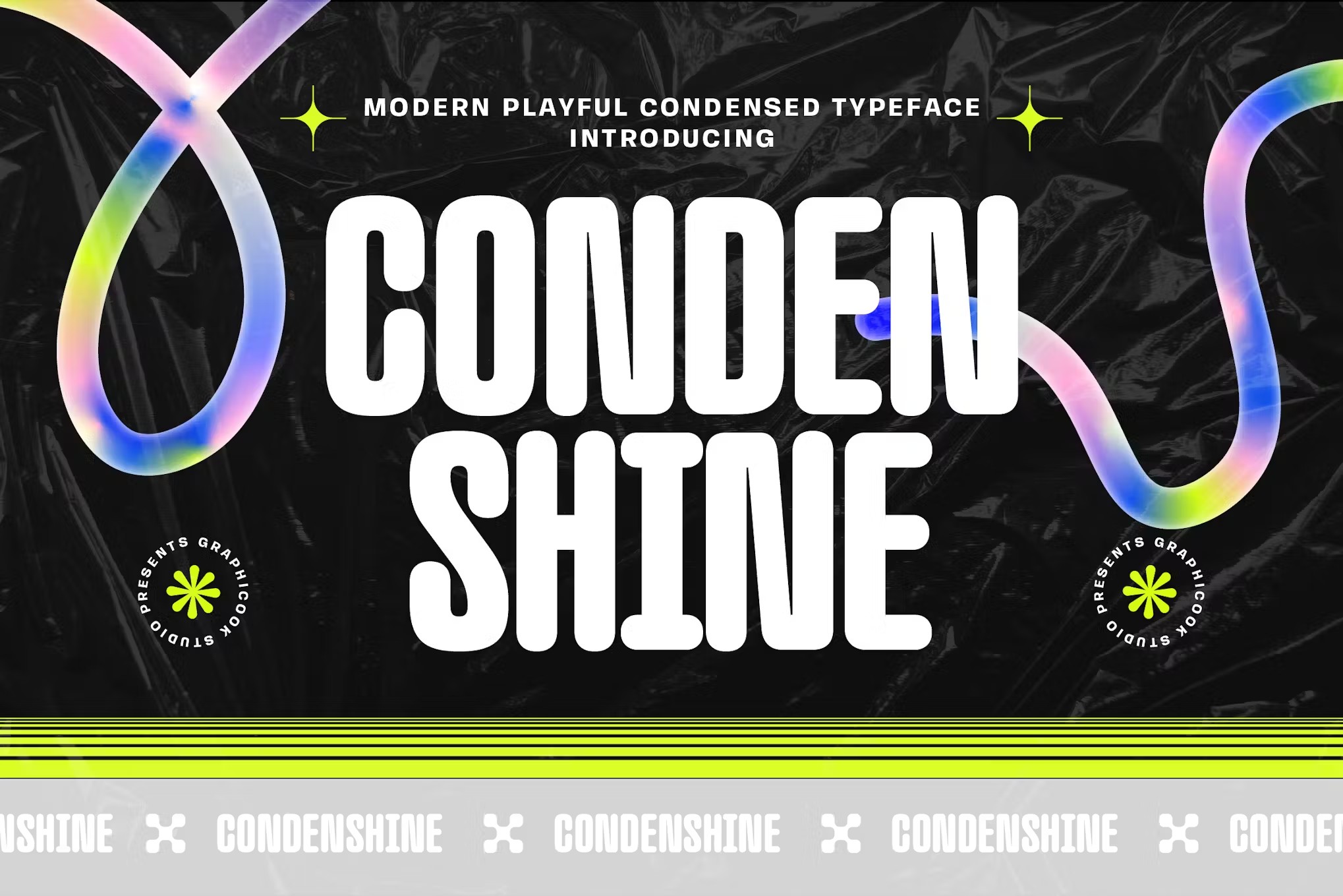 现代时尚杂志包装徽标设计无衬线粗体英文字体安装包 Condenshine 设计素材 sucaiwan.com