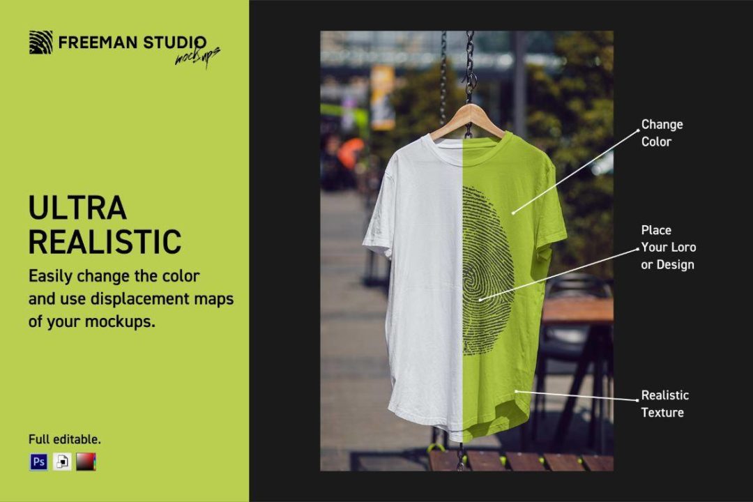 6款街头悬挂女士半袖衫T恤LOGO印花图案设计效果图PS贴图展示样机模板 T-Shirt Mock-Up Set 样机素材 sucaiwan.com