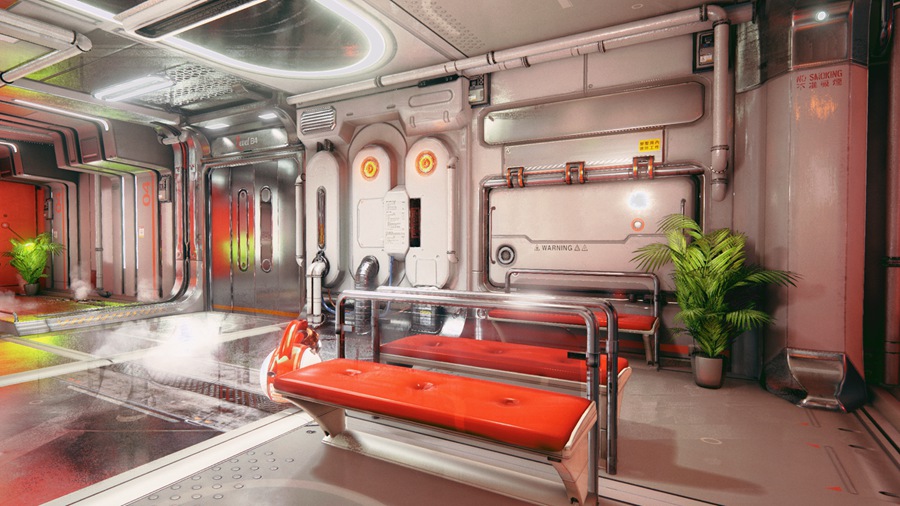 UE素材 未来科幻赛博朋克风飞船内部走廊环境3D模型 Unreal Engine – Scifi Hallway 样机素材 sucaiwan.com
