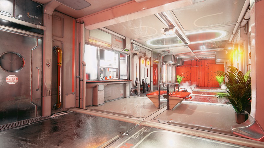 UE素材 未来科幻赛博朋克风飞船内部走廊环境3D模型 Unreal Engine – Scifi Hallway 样机素材 sucaiwan.com