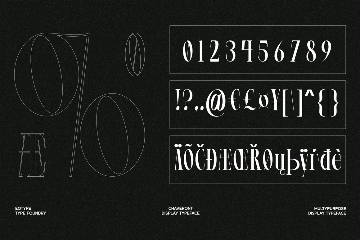 Eotype 现代优雅文艺酸性海报杂志排版标题logo设计衬线英文字体包 Chaveront Font 设计素材 sucaiwan.com