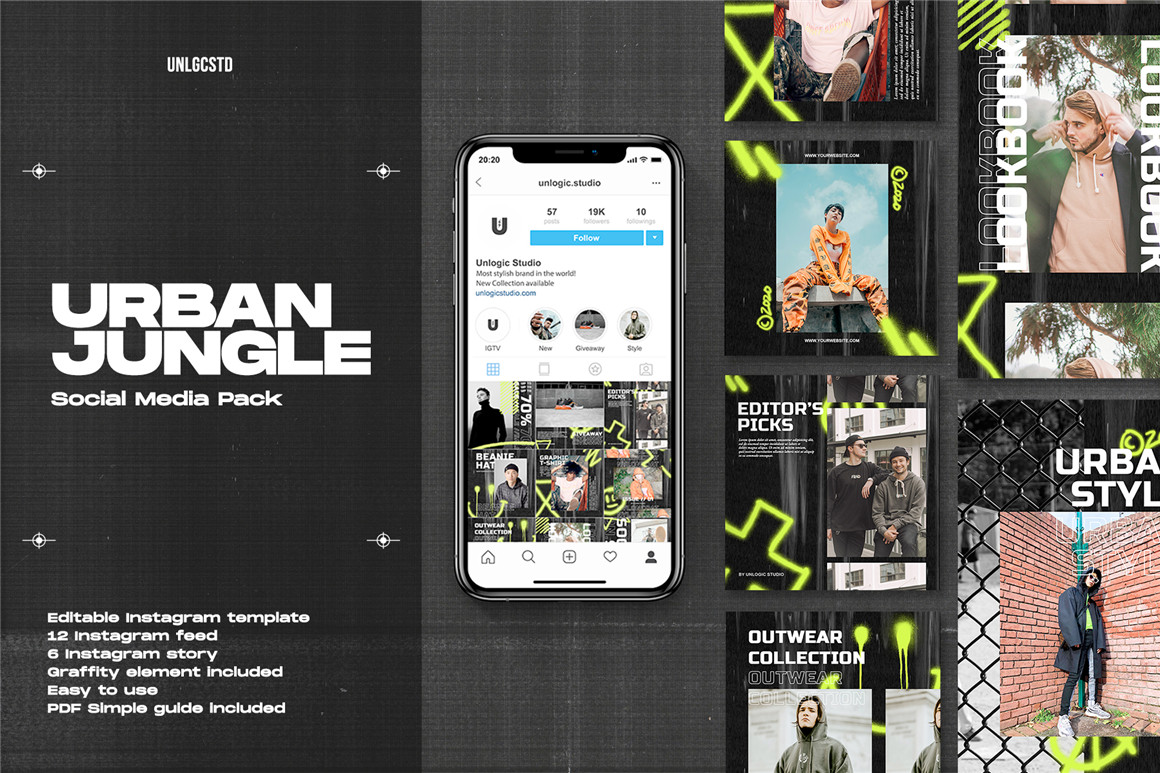 Synthia Beauvais 18个高分辨率艺术嘻哈街头涂鸦酷炫喷雾效果竖屏都市风格海报PSD模板 Urban Jungle Instagram Social Media Pack 图片素材 第1张-素材湾丨精选海外优质设计素材资源 Synthia Beauvais 18个高分辨率艺术嘻哈街头涂鸦酷炫喷雾效果竖屏都市风格海报PSD模板 Urban Jungle Instagram Social Media Pack 图片素材 sucaiwan.com