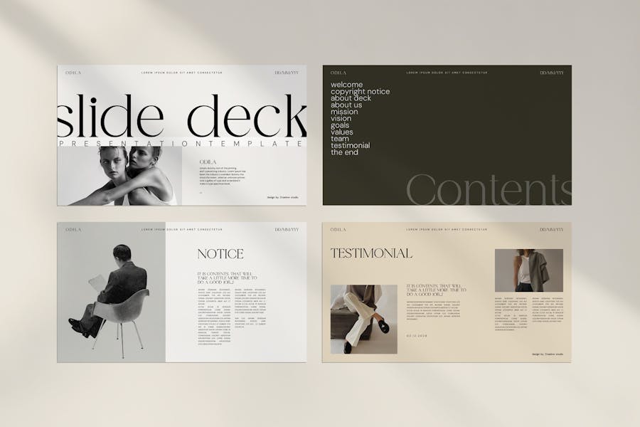 现代简约企业营销策划演示文稿设计模版 Odila Slides Deck PowerPoint+Keynote Template 幻灯图表 sucaiwan.com