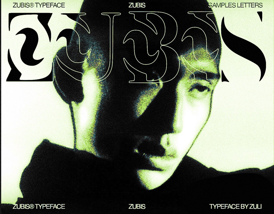 复古Y2K抽象艺术衬线装饰标题logo徽标排版英文字体 Zübis Typeface 设计素材 sucaiwan.com