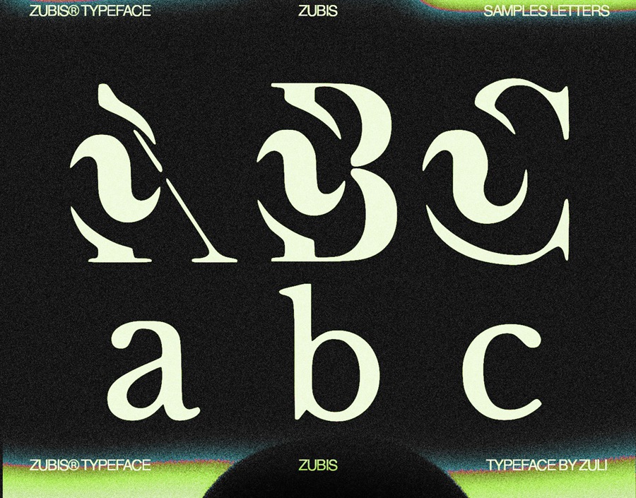 复古Y2K抽象艺术衬线装饰标题logo徽标排版英文字体 Zübis Typeface 设计素材 sucaiwan.com