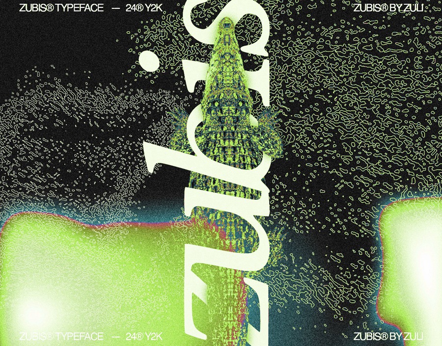 复古Y2K抽象艺术衬线装饰标题logo徽标排版英文字体 Zübis Typeface 设计素材 sucaiwan.com