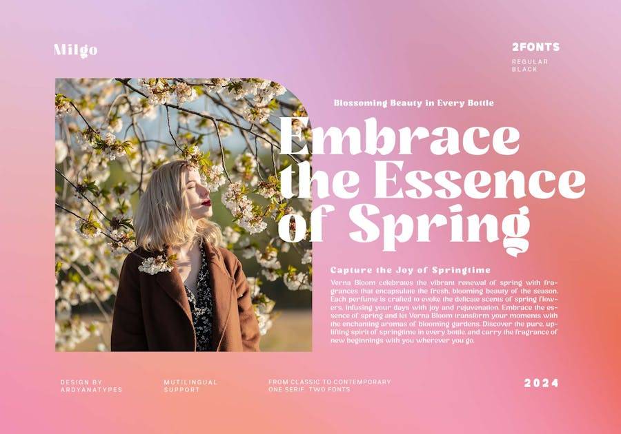 时尚复古杂志海报包装网页设计衬线英文字体安装包 Milgo 设计素材 sucaiwan.com