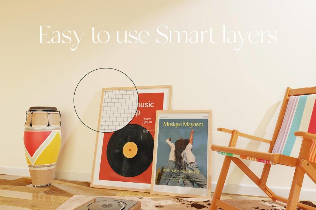 8款优雅室内场景海报艺术品挂画设计相框框架展示效果图PS贴图样机模板 Retro Frame Mockup Scene 样机素材 sucaiwan.com