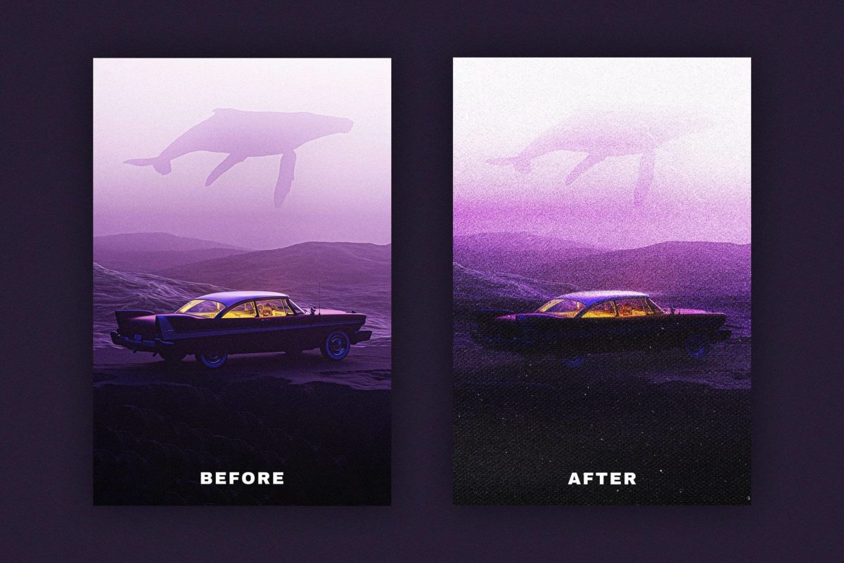 复古怀旧赛博朋克模糊噪点划痕效果照片图片修图PS特效样机模板 Cosmic Grit Photo Effect 插件预设 sucaiwan.com