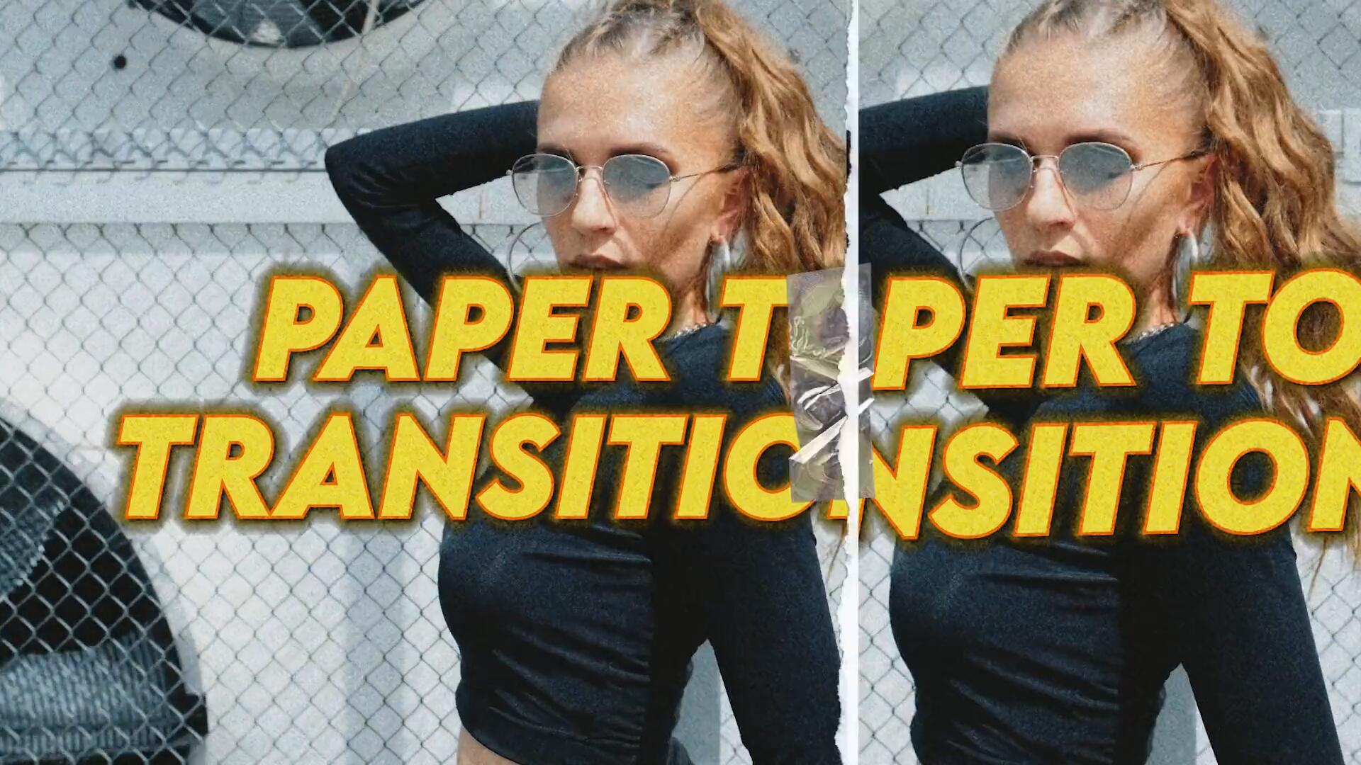 AE/PR/达芬奇模板：40个复古做旧拼贴艺术撕纸折纸效果转场过渡模板 , sucaiwan.com