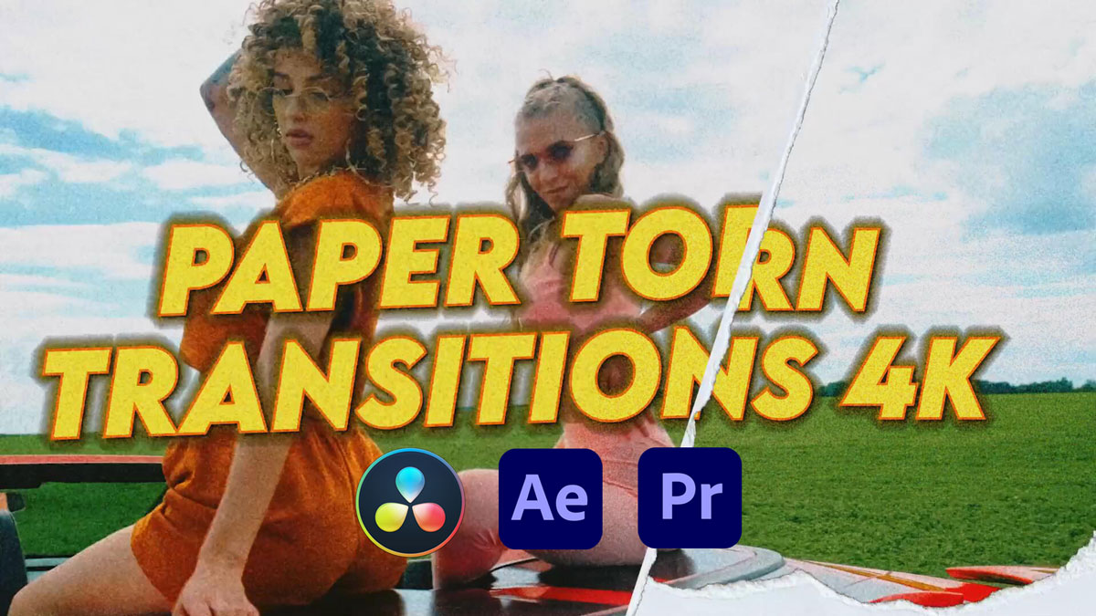 AE/PR/达芬奇模板：40个复古做旧拼贴艺术撕纸折纸效果转场过渡模板 , sucaiwan.com